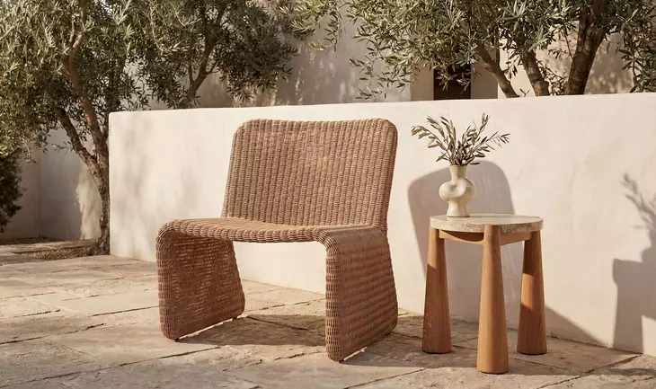 Pax Natural Outdoor Round Travertine Top Side Table