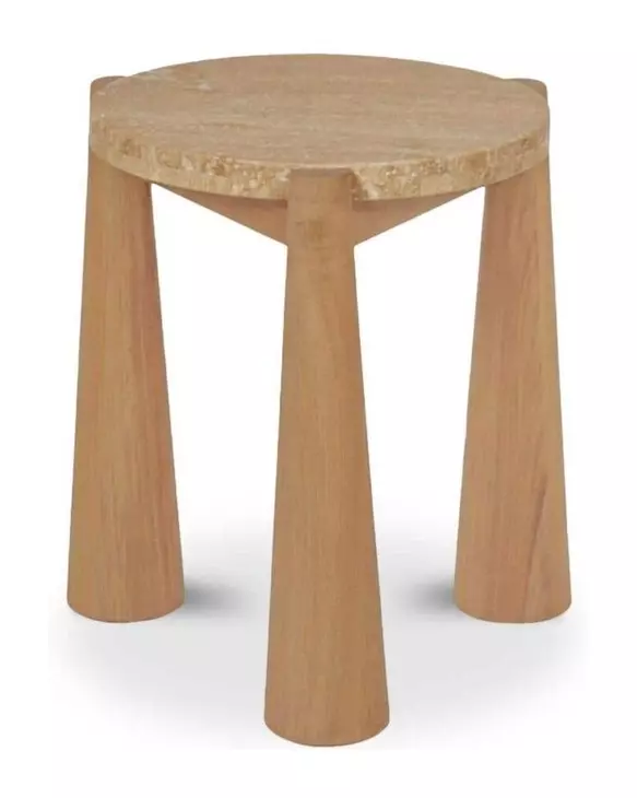 Pax Natural Outdoor Round Travertine Top Occassional Table Set