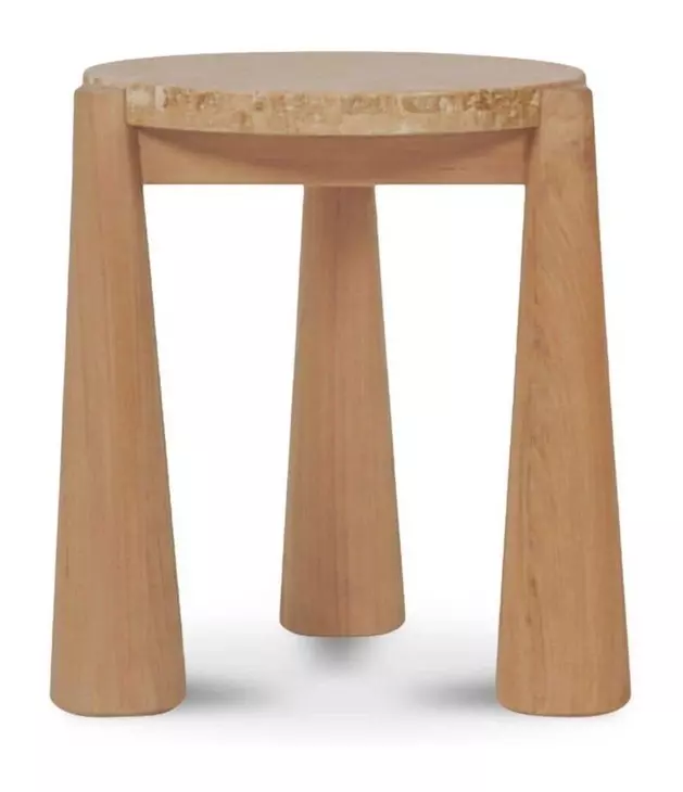 Pax Natural Outdoor Round Travertine Top Side Table