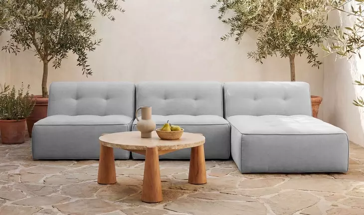 Pax Natural Outdoor Round Travertine Top Occassional Table Set