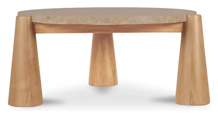 Pax Natural Outdoor Round Travertine Top Occassional Table Set