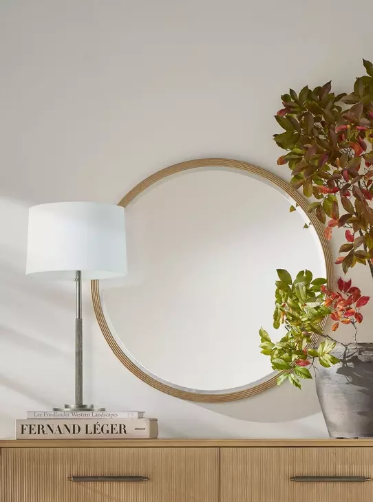 Balboa Coastal Gray Round Wall Mirror