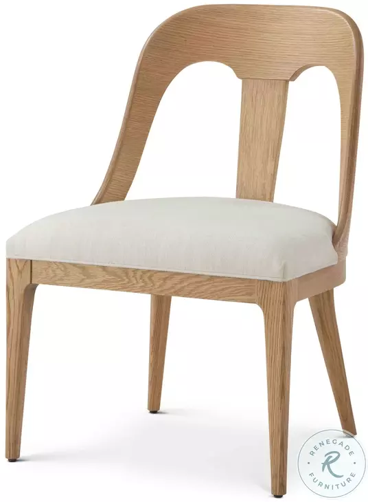 Essence Blonde And Marshmallow Performance Fabric Slat Back Dining Side Chair