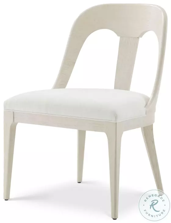 Essence Opal And Marshmallow Performance Fabric Slat Back Dining Side Chair Set of 2