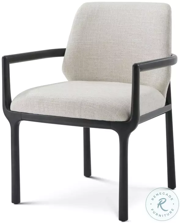 Kesden Silent Black Fabric Upholstered Dining Arm Chair