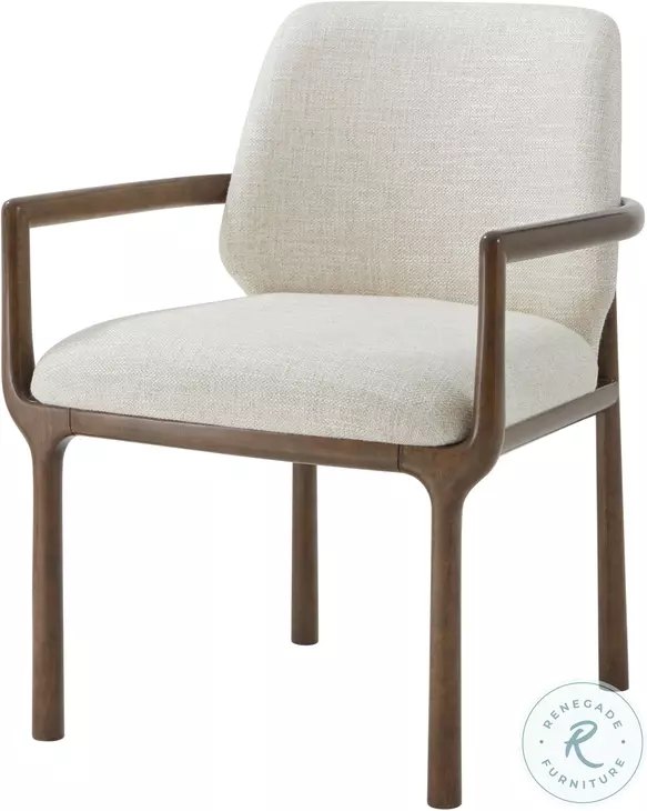 Kesden Pyramid Brown Fabric Upholstered Dining Arm Chair