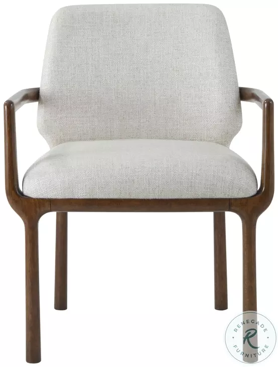 Kesden Pyramid Brown Fabric Upholstered Dining Arm Chair