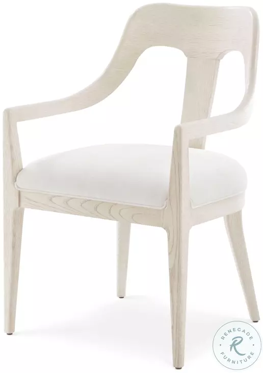 Essence Opal And Marshmallow Performance Fabric Slat Back Dining Arm Chair