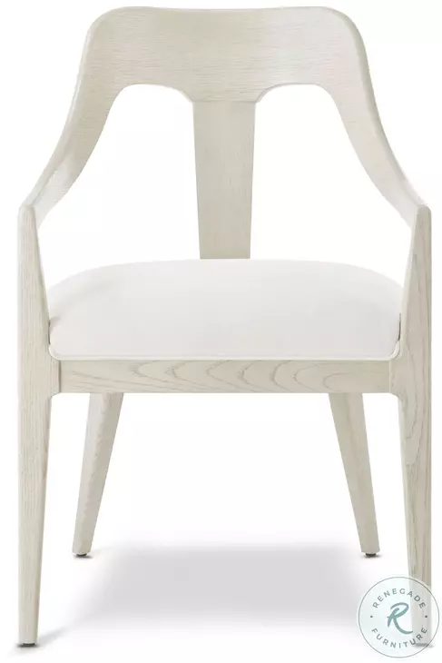 Essence Opal And Marshmallow Performance Fabric Slat Back Dining Arm Chair