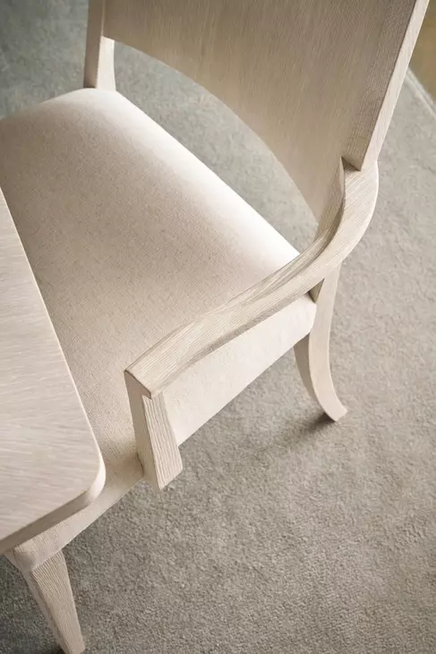 Coastal White and Sandbar Upholstered Northwood Dining Arm Chair Set of 2