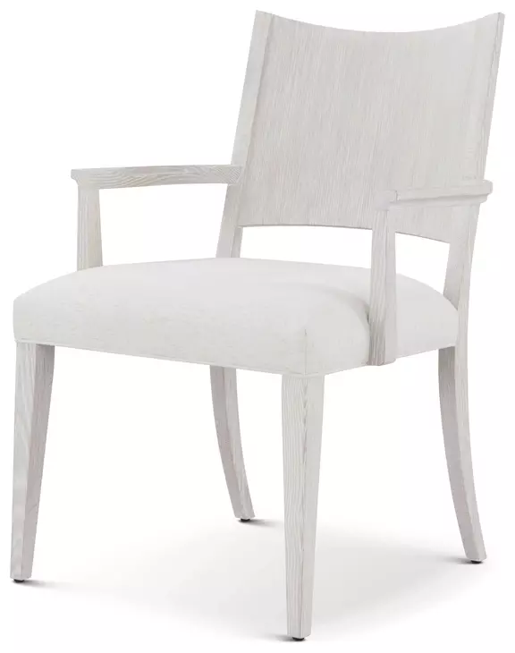 Coastal White and Sandbar Upholstered Northwood Dining Arm Chair Set of 2