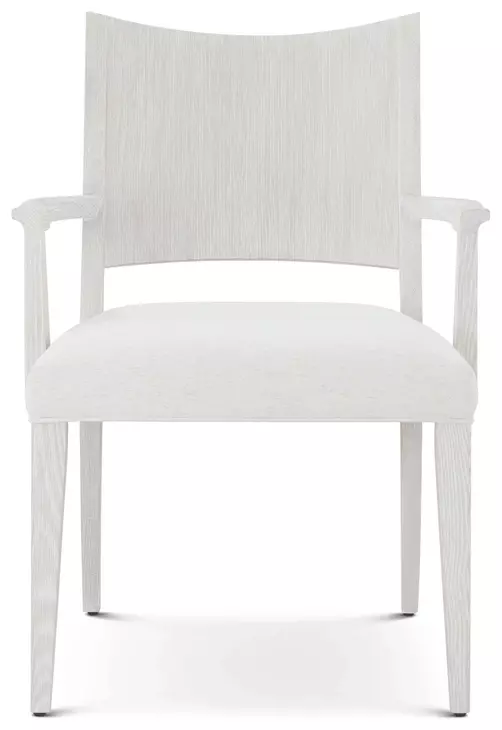 Coastal White and Sandbar Upholstered Northwood Dining Arm Chair Set of 2