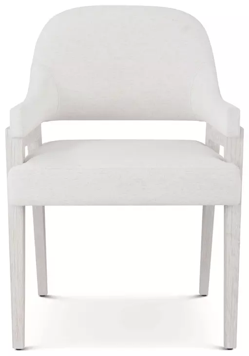 Coastal White and Sandbar Upholstered Delray Dining Arm Chair Set of 2