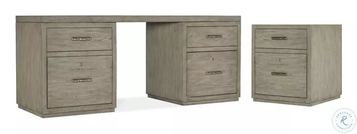 Linville Falls Soft Smoked Gray 72" Desk with Two File Cabinet