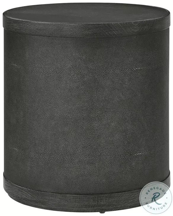 Maxwell Obsidian And Shagreen 22" Drum Round Side Table