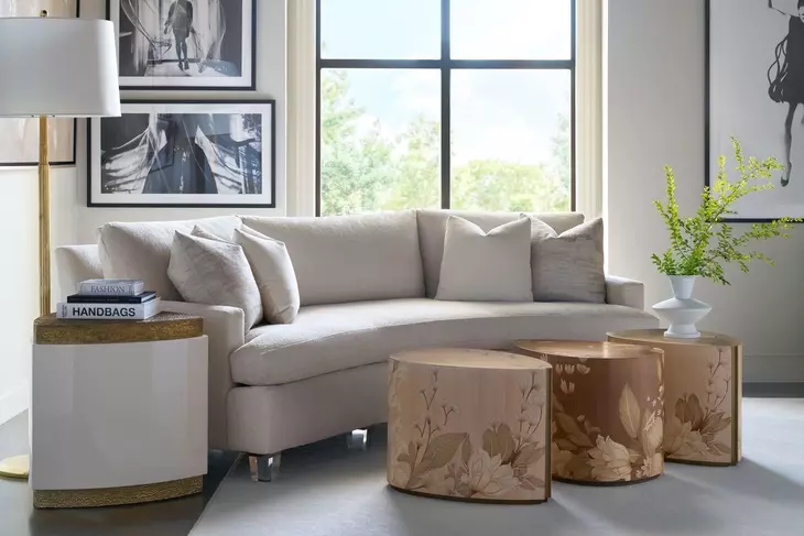 Bouquet Toasted Cashew and Dorelle Free Form Droplet Side Table