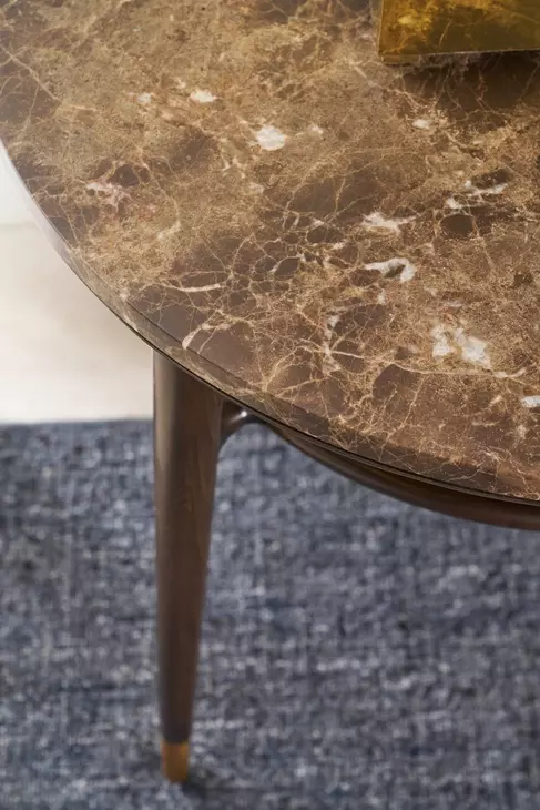 Spencer Green Park Fumed and Gold Round Marble Top Ashburton Place Side Table