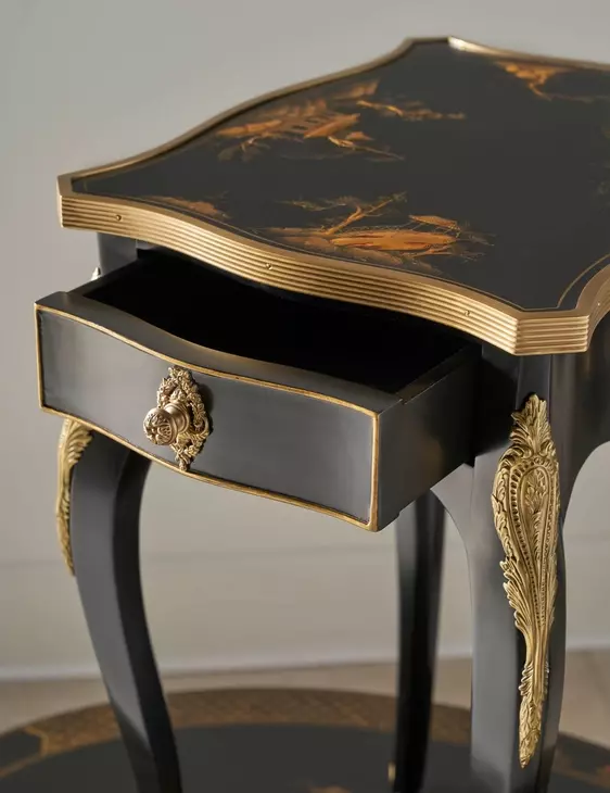Brushwork Black and Gold Rectangular Tranquility Accent Table