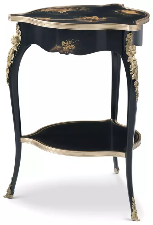 Brushwork Black and Gold Free Form Lotus Lamp Table