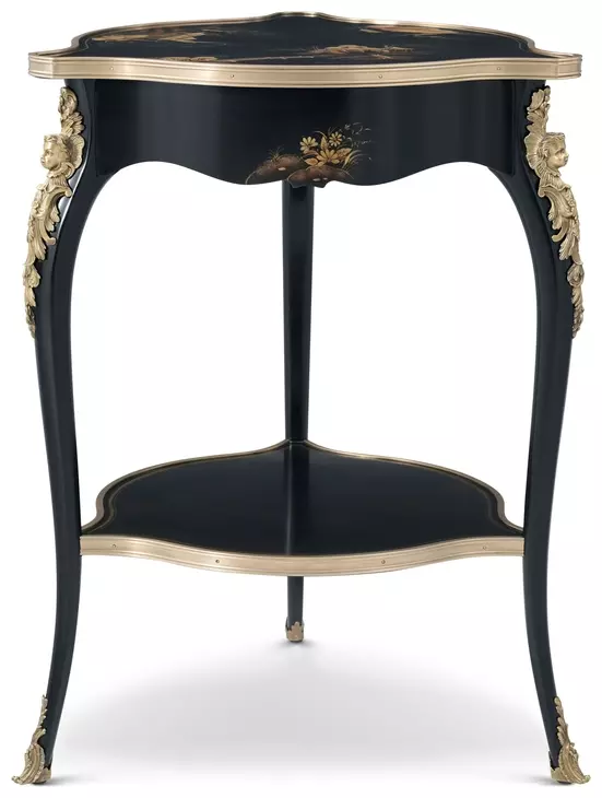 Brushwork Black and Gold Free Form Lotus Lamp Table