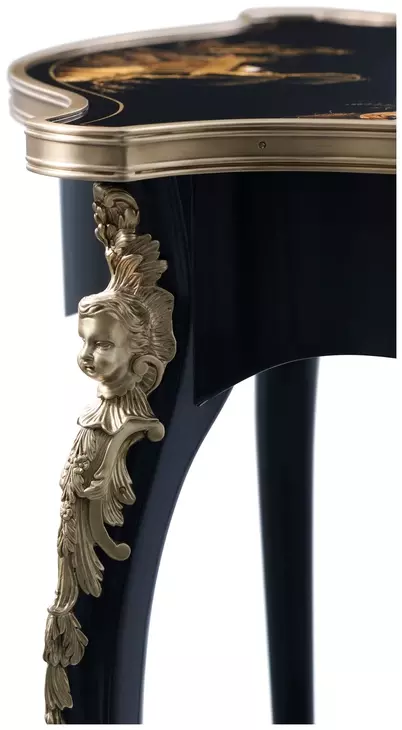 Brushwork Black and Gold Free Form Lotus Lamp Table