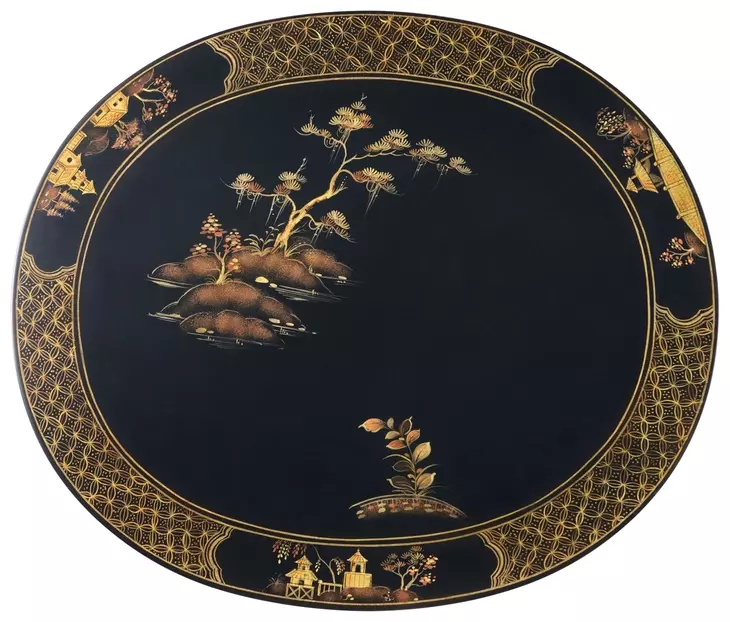 Brushwork Black and Gold Oval Harmony Lamp Table