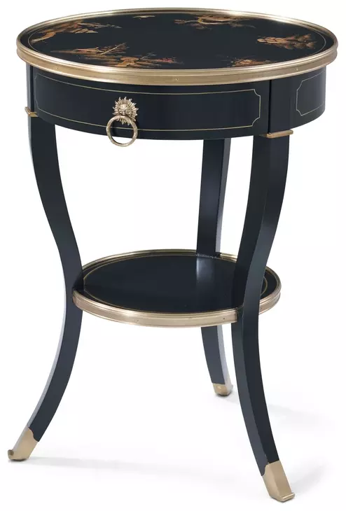 Brushwork Black and Gold Round Serenity Lamp Table