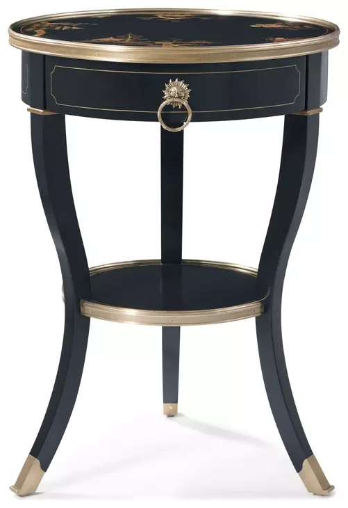 Brushwork Black and Gold Round Serenity Lamp Table