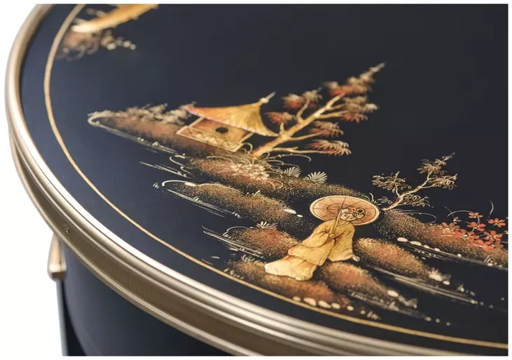 Brushwork Black and Gold Round Serenity Lamp Table