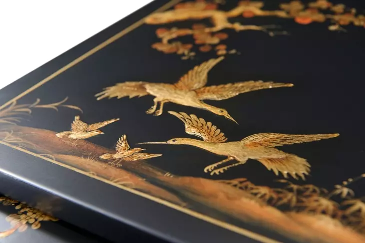 Brushwork Black and Gold Rectangular Aviary Nesting Table