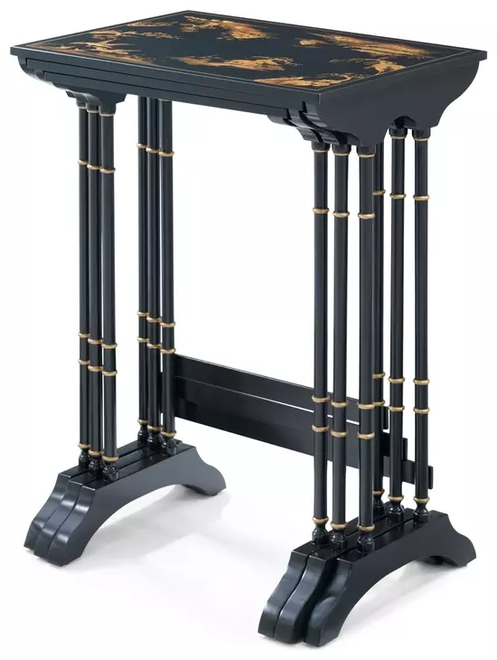Brushwork Black and Gold Rectangular Aviary Nesting Table