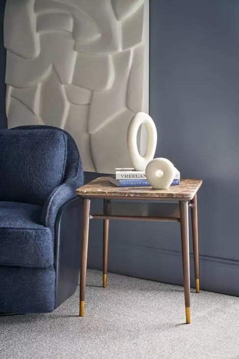 Spencer Green Park Fumed and Gold Square Marble Top Ashburton Place Side Table