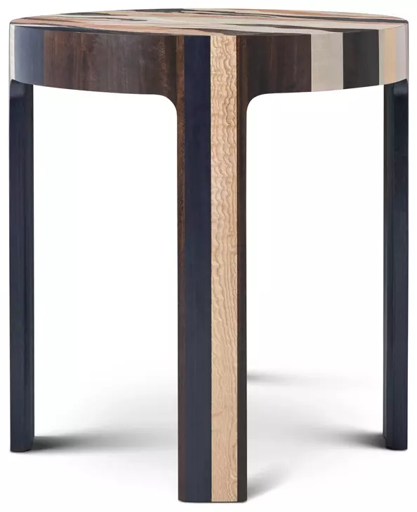 Orbis Pyramid Brown and Beige Round Converge Side Table