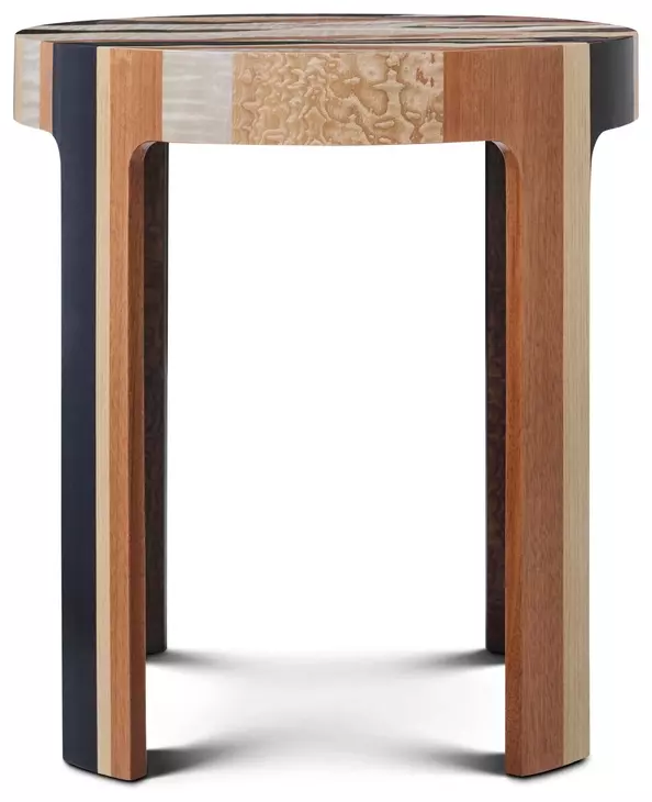 Orbis Pyramid Brown and Beige Round Converge Side Table