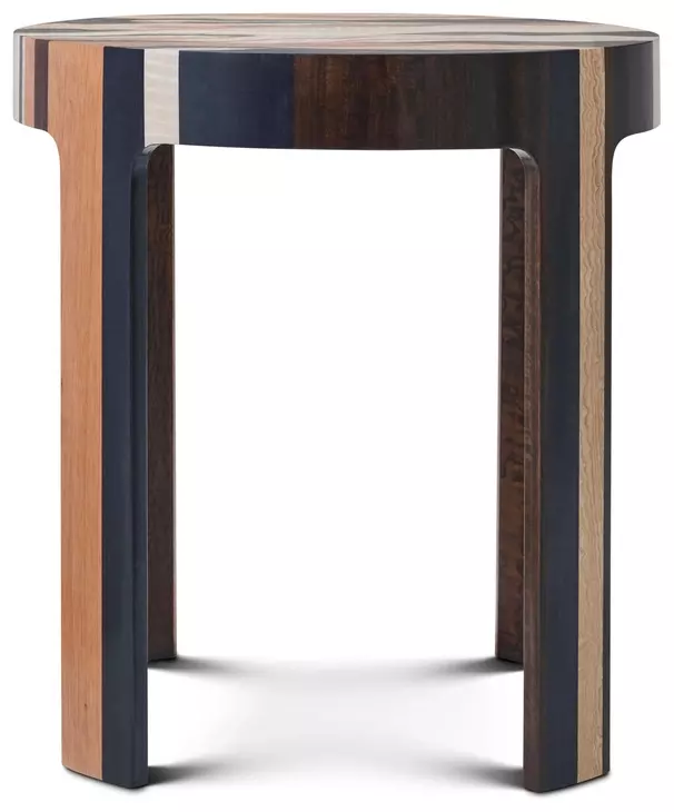 Orbis Pyramid Brown and Beige Round Converge Side Table