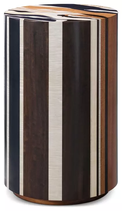 Orbis Brown and Beige Round Striata Drink Table