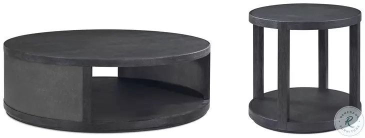 Maxwell Obsidian And Shagreen 54" Small Round Occasional Table Set