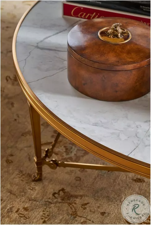 Spencer London Cannes Brass 45" Round Cocktail Table