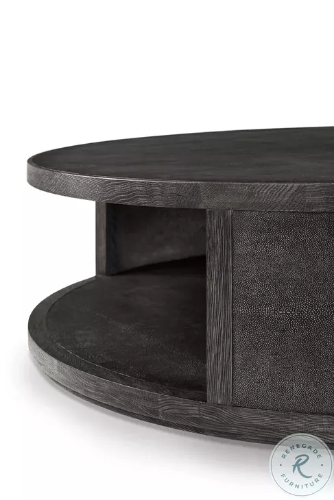 Maxwell Obsidian And Shagreen 60" Large Round Cocktail Table