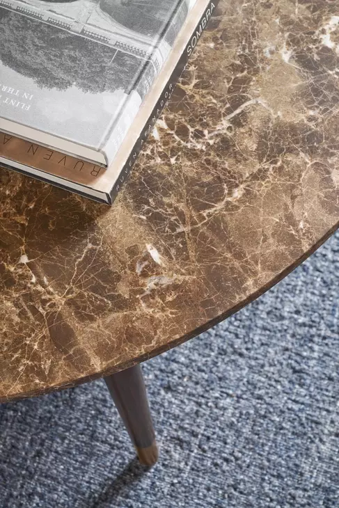 Spencer Green Park Fumed and Gold Round Marble Top Stratton Street Coffee Table