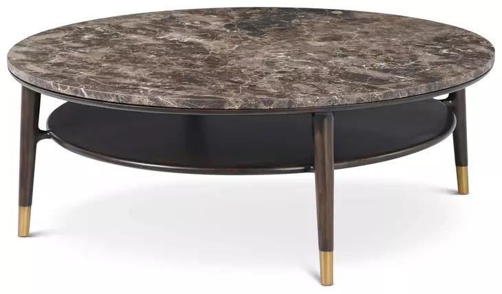 Spencer Green Park Fumed and Gold Round Marble Top Stratton Street Coffee Table