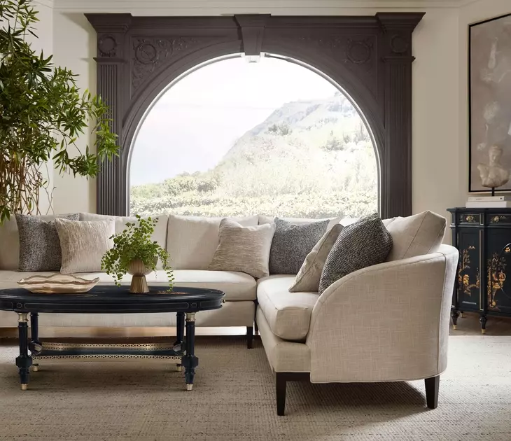 Brushwork Black and Gold Oval Terrace Cocktail Table
