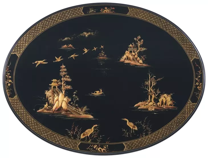 Brushwork Black and Gold Oval Terrace Cocktail Table