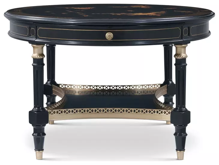 Brushwork Black and Gold Oval Terrace Cocktail Table