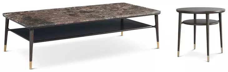 Spencer Green Park Fumed and Gold Rectangular Marble Top Stratton Street Occasional Table Set