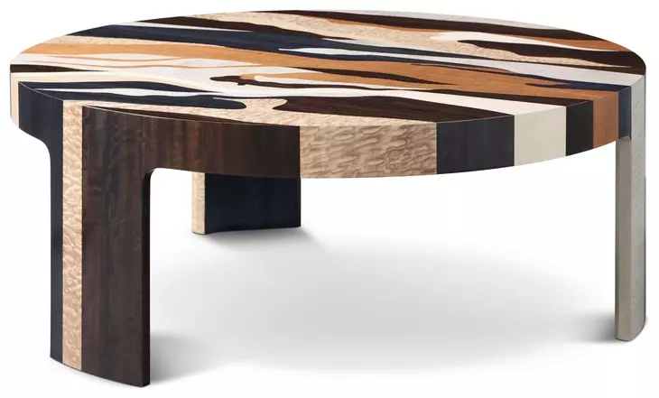 Orbis Brown and Beige Round Sundrift Nesting Table