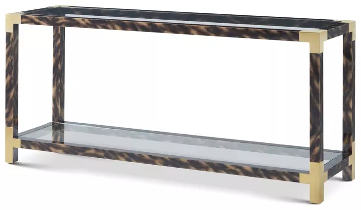 Arakan Calico and Gold Rectangular Glass Top Console Table
