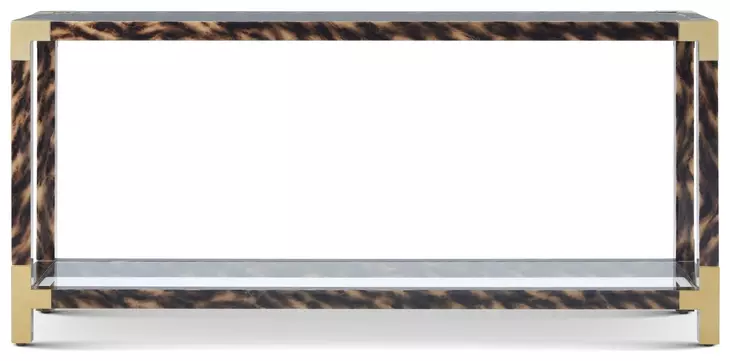 Arakan Calico and Gold Rectangular Glass Top Console Table