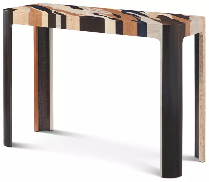 Orbis Pyramid Brown and Beige Rectangular Grainfall Nesting Console Table