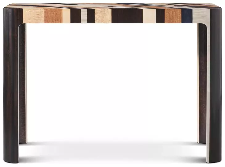Orbis Pyramid Brown and Beige Rectangular Grainfall Nesting Console Table